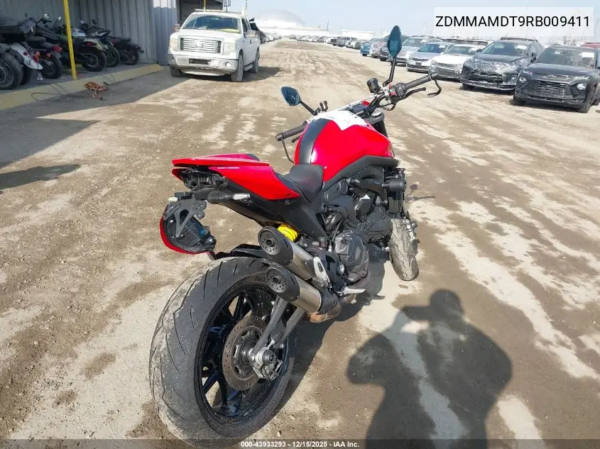 2024 Ducati Monster VIN: ZDMMAMDT9RB009411 Lot: 43933293