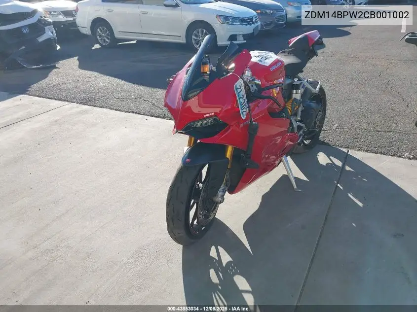 2012 Ducati Superbike 1199 Panigale/S VIN: ZDM14BPW2CB001002 Lot: 43853034