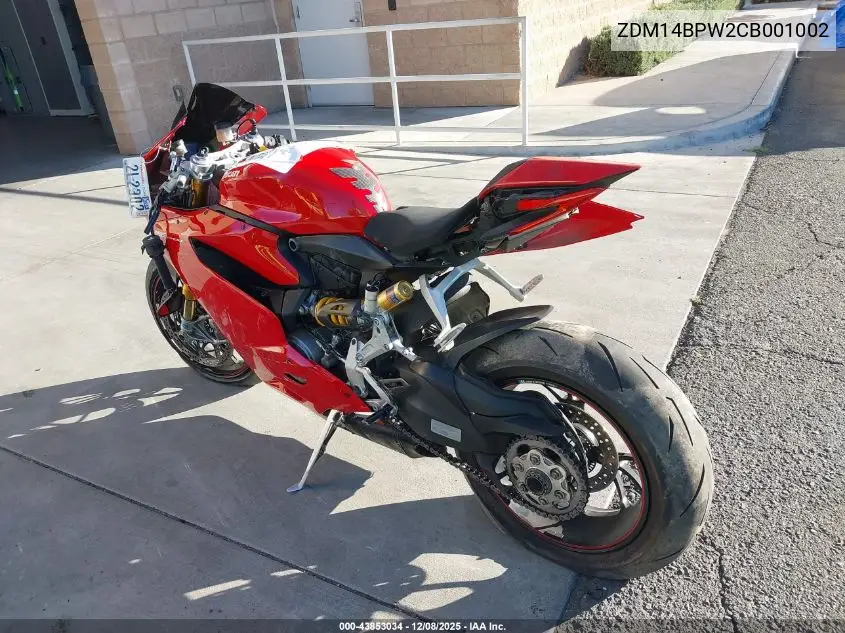 2012 Ducati Superbike 1199 Panigale/S VIN: ZDM14BPW2CB001002 Lot: 43853034