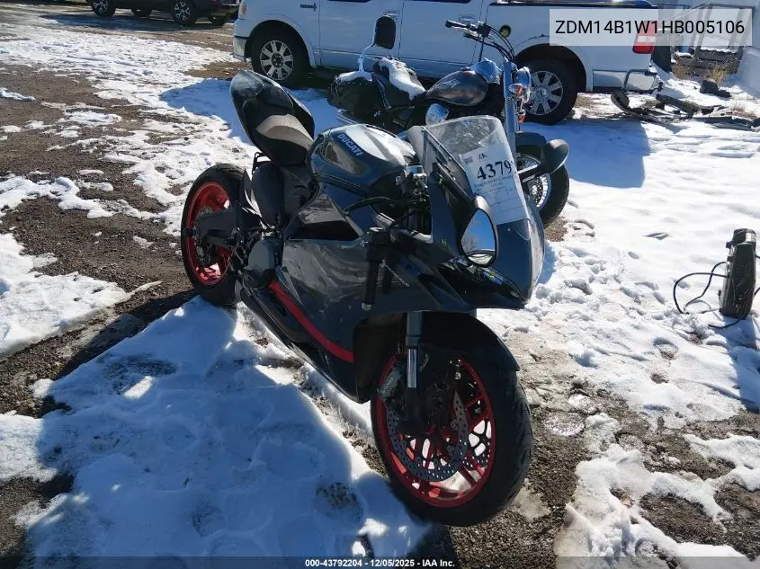 2017 Ducati Superbike 959 Panigale VIN: ZDM14B1W1HB005106 Lot: 43792204
