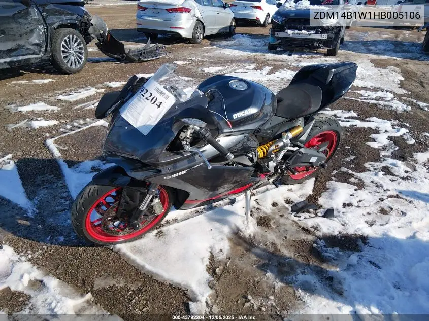 2017 Ducati Superbike 959 Panigale VIN: ZDM14B1W1HB005106 Lot: 43792204