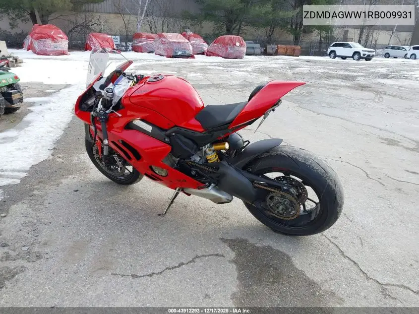 2024 Ducati Panigale V4S VIN: ZDMDAGWW1RB009931 Lot: 43912293