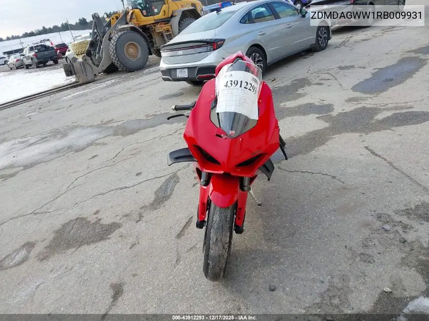 2024 Ducati Panigale V4S VIN: ZDMDAGWW1RB009931 Lot: 43912293