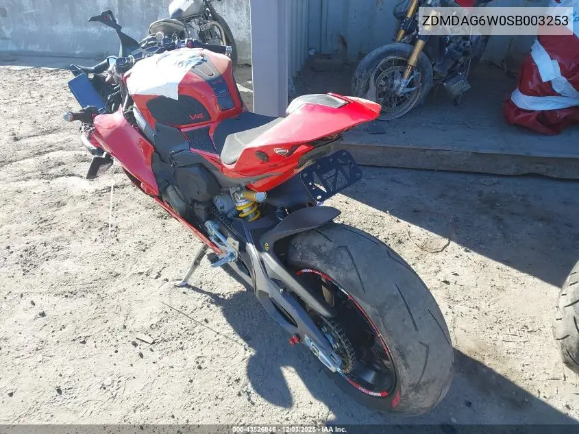 2025 Ducati Panigale V4/V4S VIN: ZDMDAG6W0SB003253 Lot: 43826846