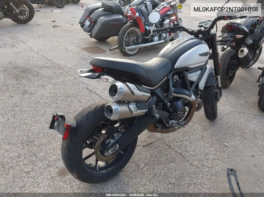 2022 Ducati Scrambler 1100/1100 Special/1100 Sport/1100 Dark Pro VIN: ML0KAFCP2NT001058 Lot: 43841284
