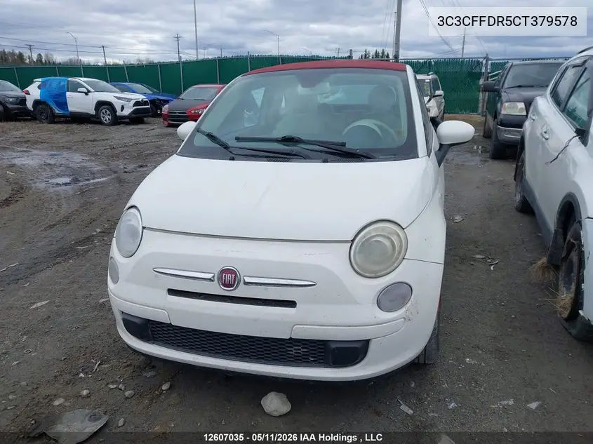 2012 Fiat 500C Pop VIN: 3C3CFFDR5CT379578 Lot: 12607035x