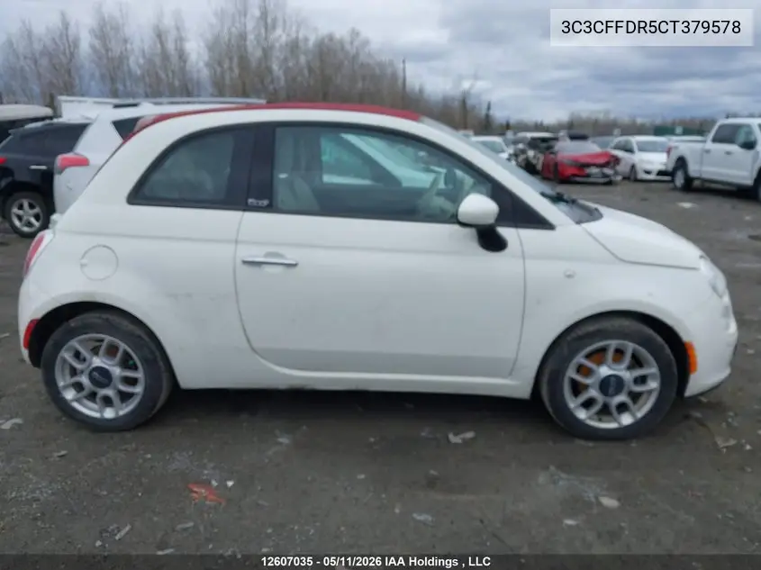 2012 Fiat 500C Pop VIN: 3C3CFFDR5CT379578 Lot: 12607035x