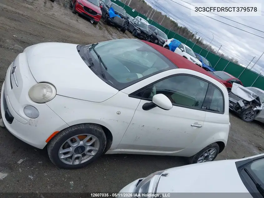 2012 Fiat 500C Pop VIN: 3C3CFFDR5CT379578 Lot: 12607035x