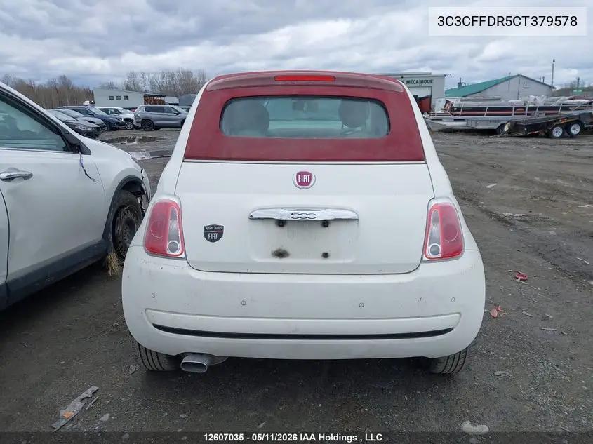 2012 Fiat 500C Pop VIN: 3C3CFFDR5CT379578 Lot: 12607035x