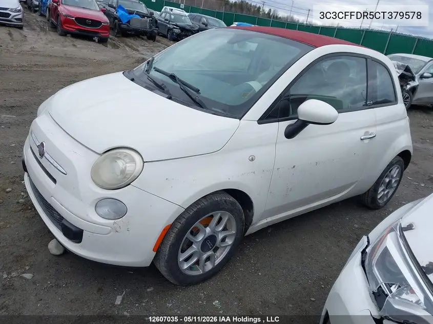 2012 Fiat 500C Pop VIN: 3C3CFFDR5CT379578 Lot: 12607035x