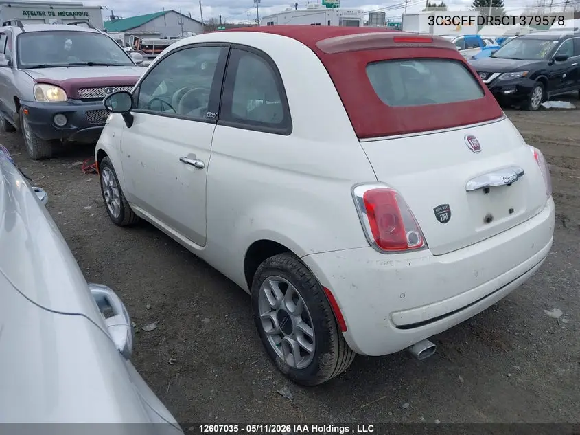 2012 Fiat 500C Pop VIN: 3C3CFFDR5CT379578 Lot: 12607035x