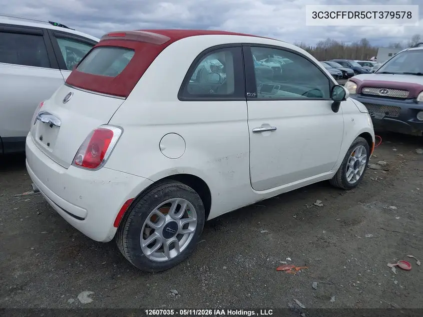 2012 Fiat 500C Pop VIN: 3C3CFFDR5CT379578 Lot: 12607035x