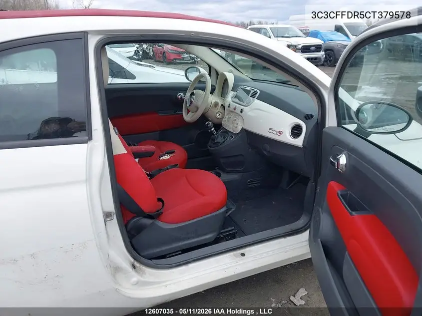 2012 Fiat 500C Pop VIN: 3C3CFFDR5CT379578 Lot: 12607035x