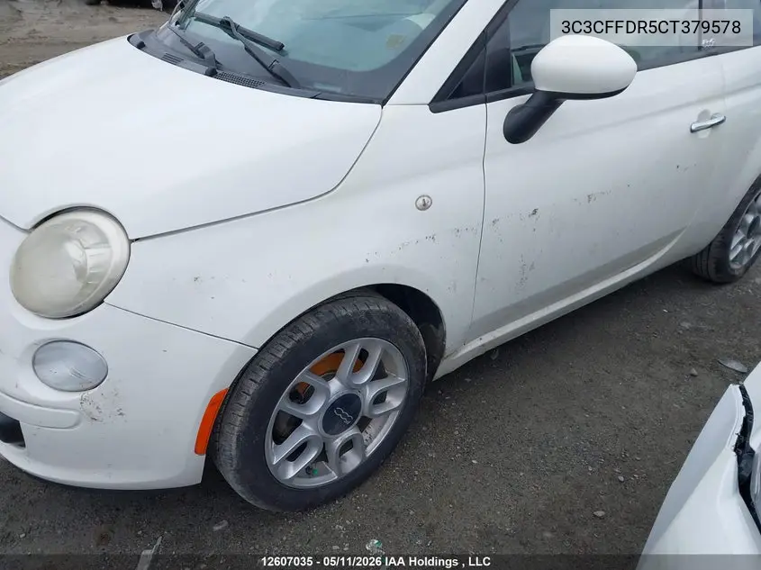 2012 Fiat 500C Pop VIN: 3C3CFFDR5CT379578 Lot: 12607035x
