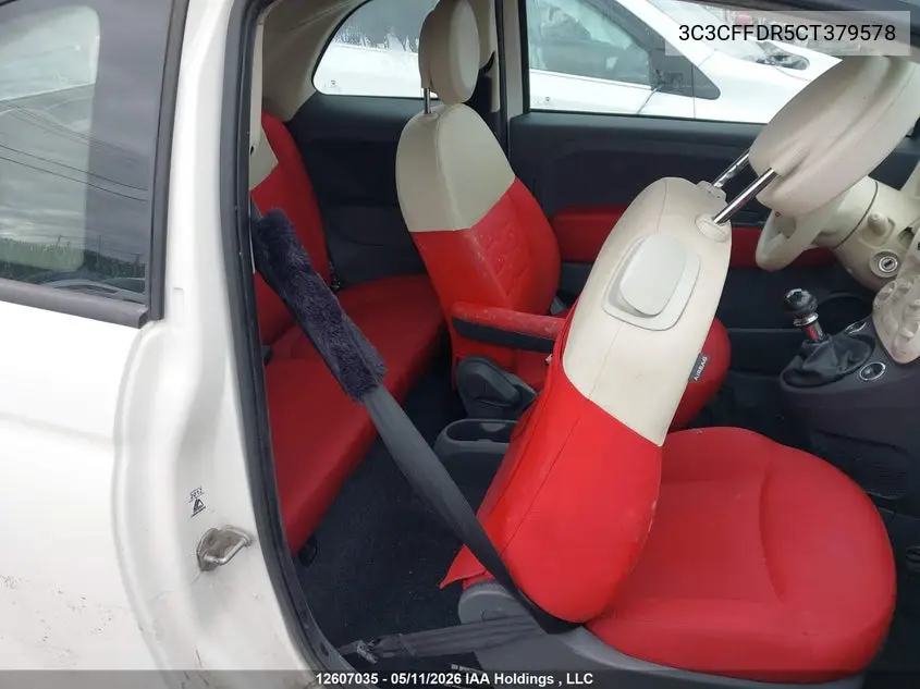 2012 Fiat 500C Pop VIN: 3C3CFFDR5CT379578 Lot: 12607035x