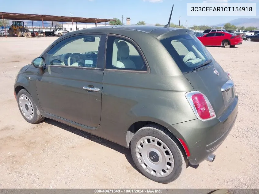 3C3CFFAR1CT154918 2012 Fiat 500 Pop