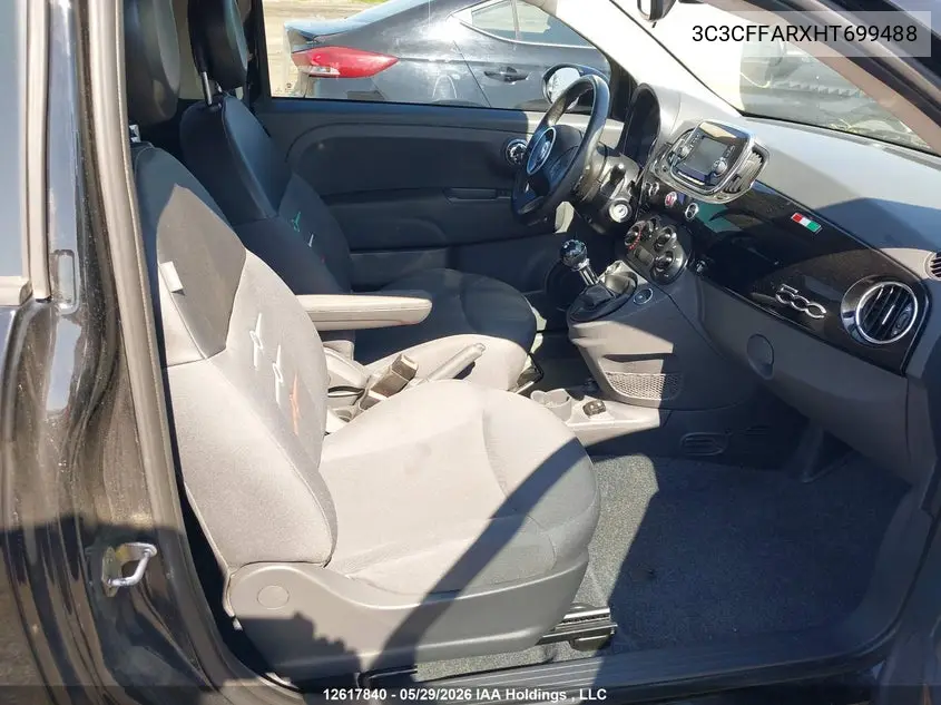 2017 Fiat 500 VIN: 3C3CFFARXHT699488 Lot: 12617840