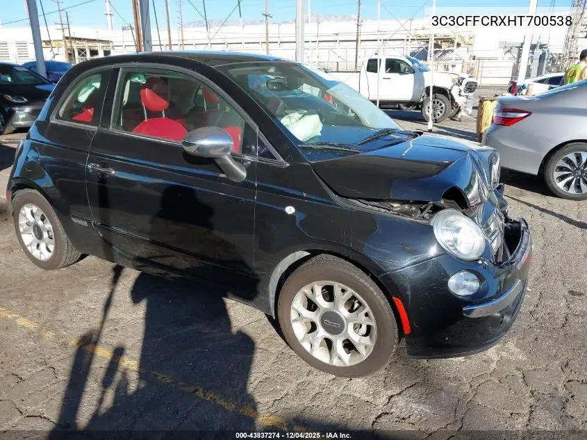 3C3CFFCRXHT700538 2017 Fiat 500 Lounge