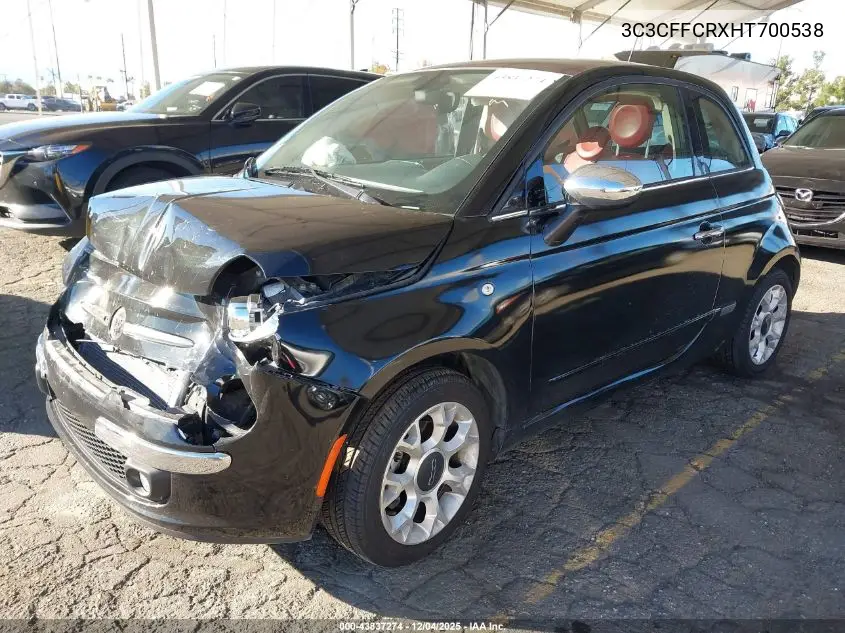 3C3CFFCRXHT700538 2017 Fiat 500 Lounge