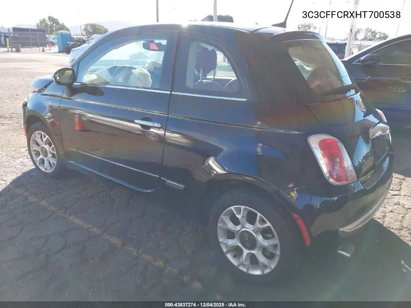 3C3CFFCRXHT700538 2017 Fiat 500 Lounge
