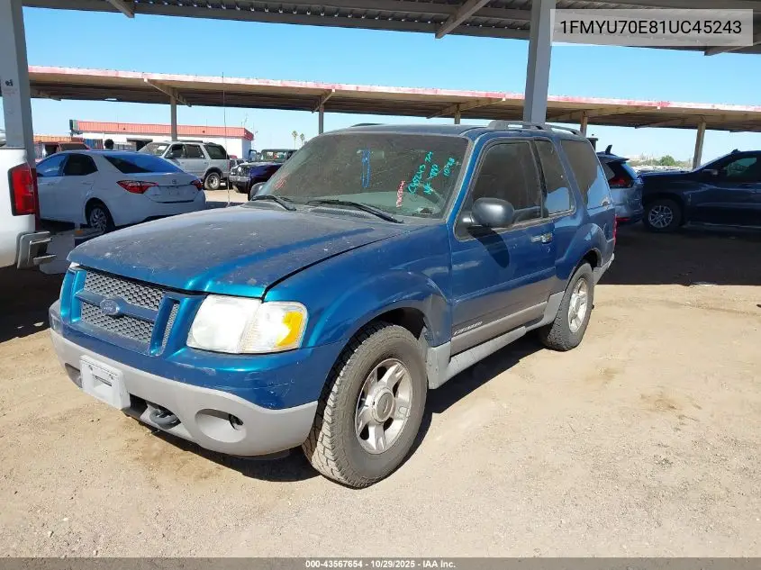 1FMYU70E81UC45243 2001 Ford Explorer Sport