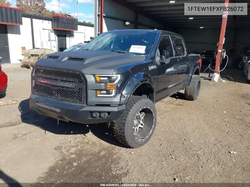 2015 Ford F150 Lariat VIN: 1FTEW1EFXFB26072 Lot: 43540382