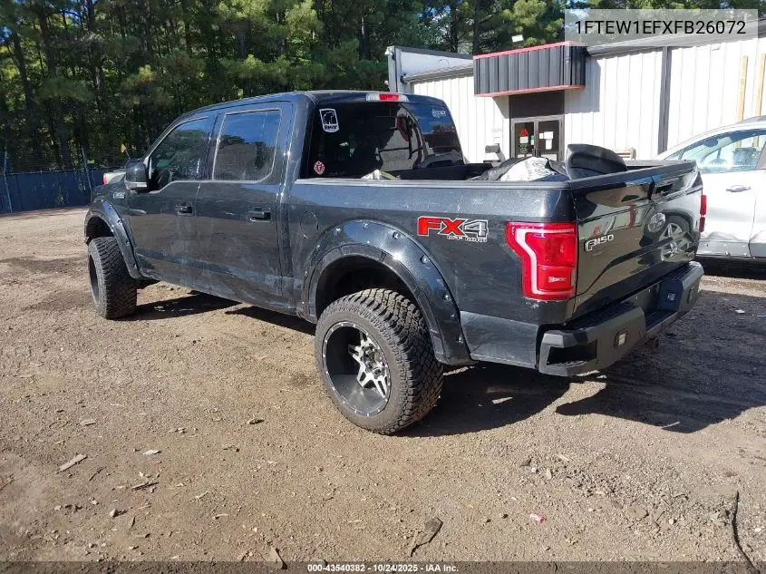 2015 Ford F150 Lariat VIN: 1FTEW1EFXFB26072 Lot: 43540382