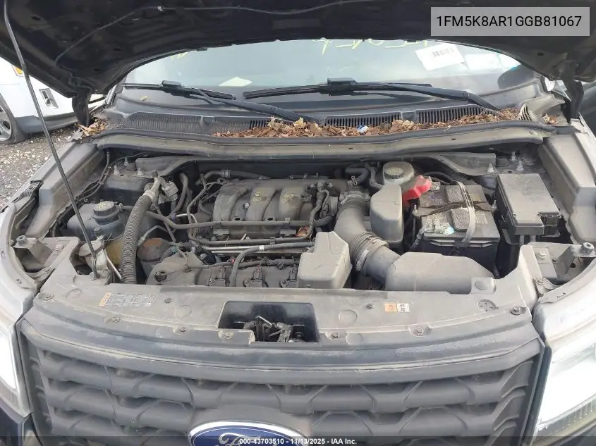 1FM5K8AR1GGB81067 2016 Ford Utility Police Interceptor