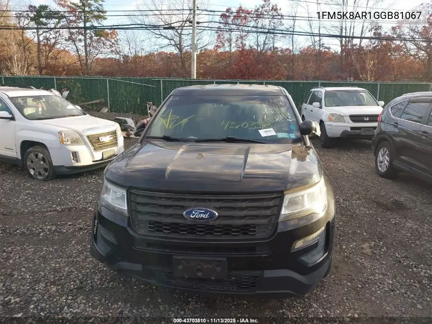 1FM5K8AR1GGB81067 2016 Ford Utility Police Interceptor