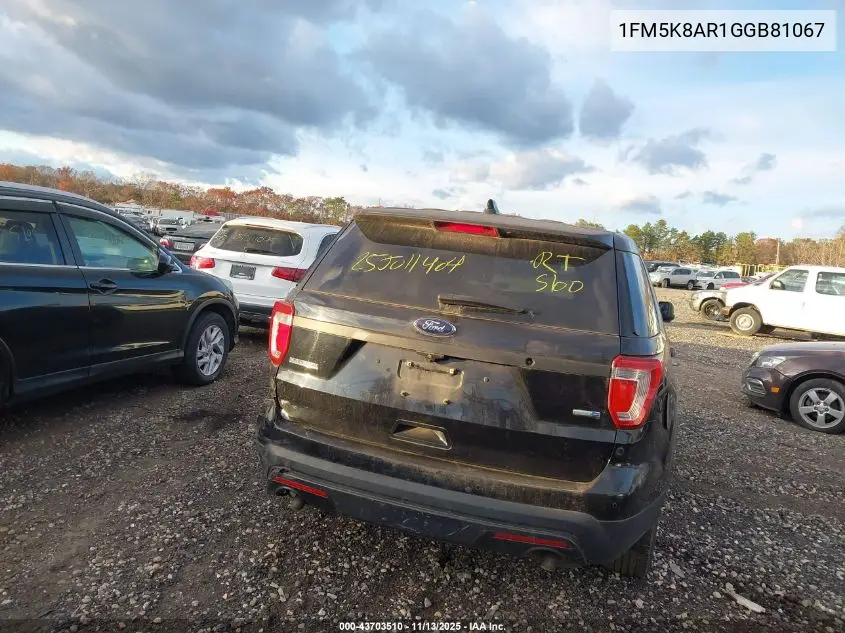 1FM5K8AR1GGB81067 2016 Ford Utility Police Interceptor