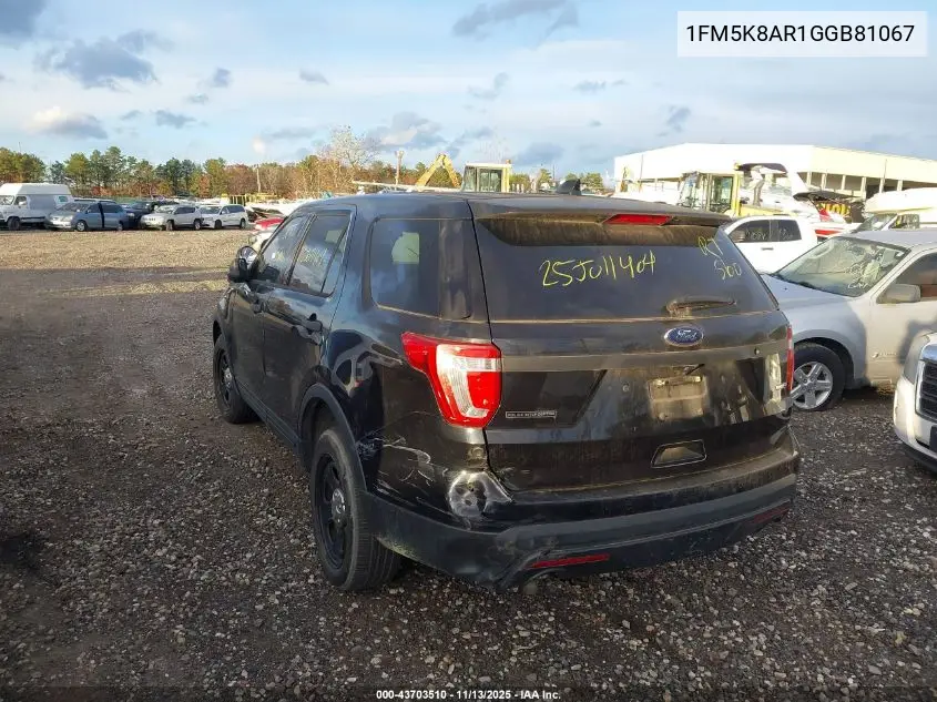 1FM5K8AR1GGB81067 2016 Ford Utility Police Interceptor