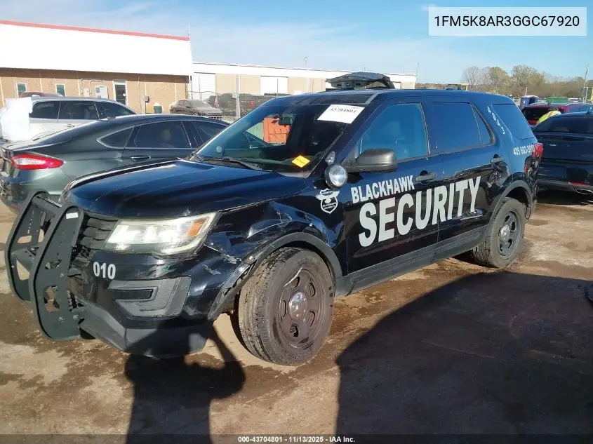 1FM5K8AR3GGC67920 2016 Ford Utility Police Interceptor