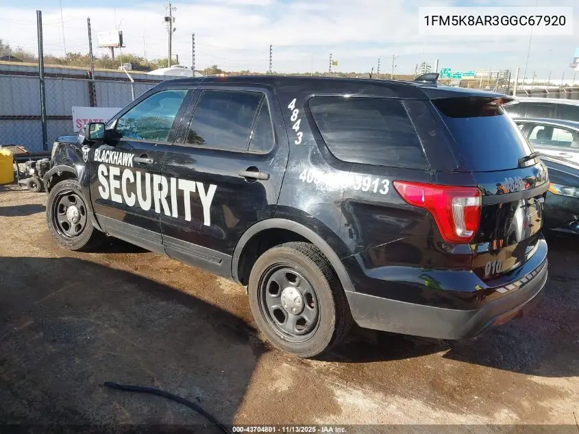 1FM5K8AR3GGC67920 2016 Ford Utility Police Interceptor
