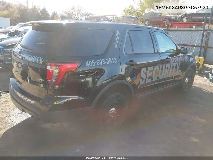 1FM5K8AR3GGC67920 2016 Ford Utility Police Interceptor