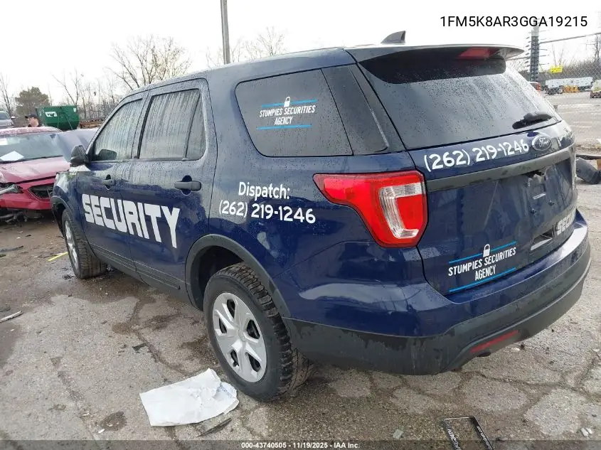 1FM5K8AR3GGA19215 2016 Ford Utility Police Interceptor