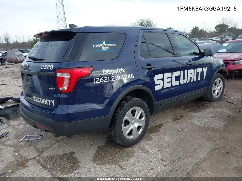 1FM5K8AR3GGA19215 2016 Ford Utility Police Interceptor