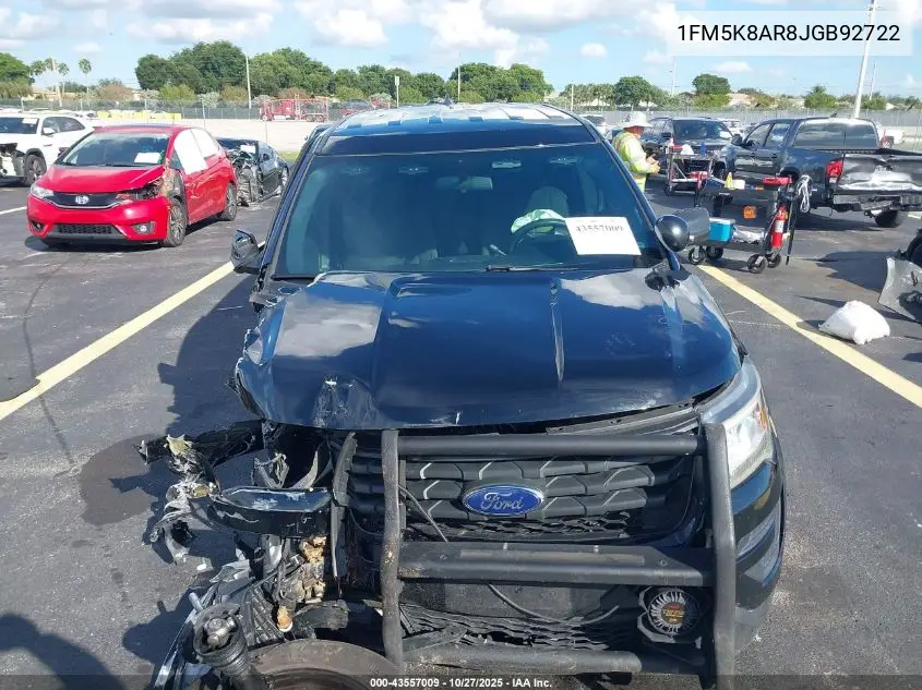 1FM5K8AR8JGB92722 2018 Ford Police Interceptor Utility