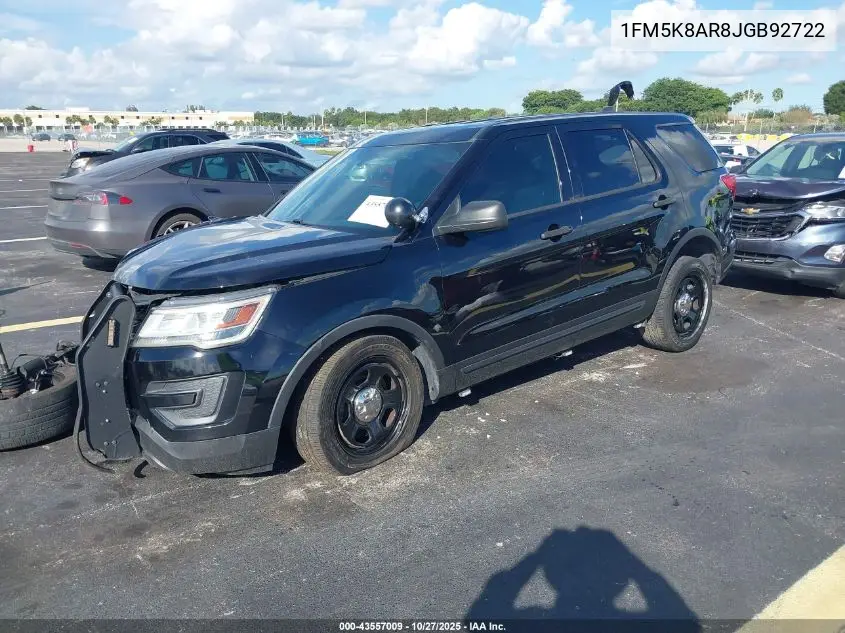 1FM5K8AR8JGB92722 2018 Ford Police Interceptor Utility