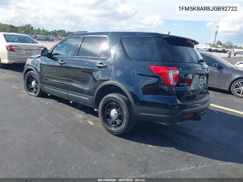 1FM5K8AR8JGB92722 2018 Ford Police Interceptor Utility