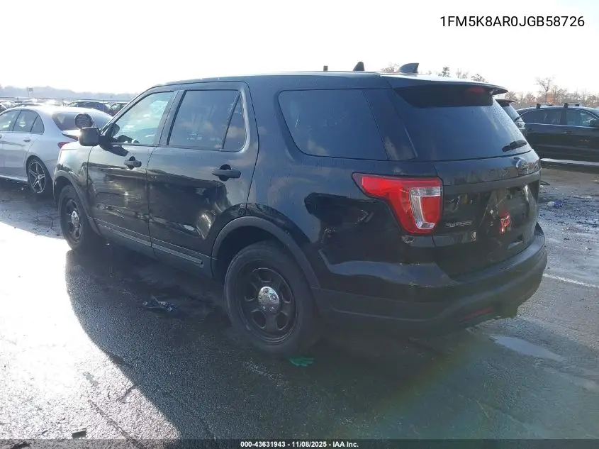 1FM5K8AR0JGB58726 2018 Ford Police Interceptor Utility
