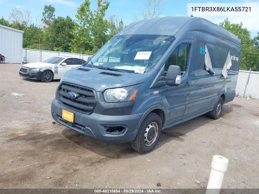 2020 Ford Transit-250 Cargo Van VIN: 1FTBR3X86LKA55721 Lot: 40215684