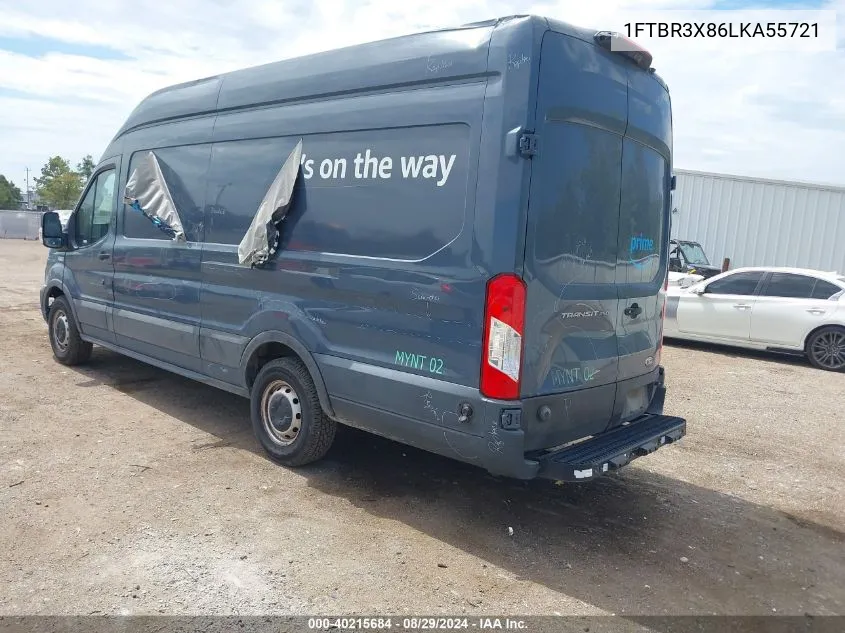 2020 Ford Transit-250 Cargo Van VIN: 1FTBR3X86LKA55721 Lot: 40215684