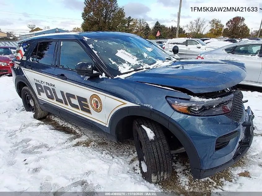 1FM5K8AW2MNA21633 2021 Ford Police Interceptor Utility
