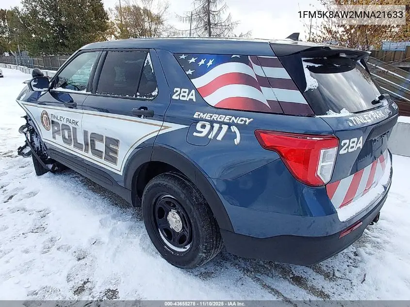 1FM5K8AW2MNA21633 2021 Ford Police Interceptor Utility