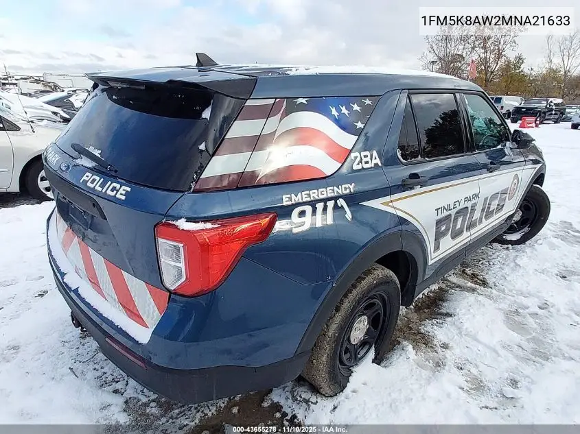 1FM5K8AW2MNA21633 2021 Ford Police Interceptor Utility