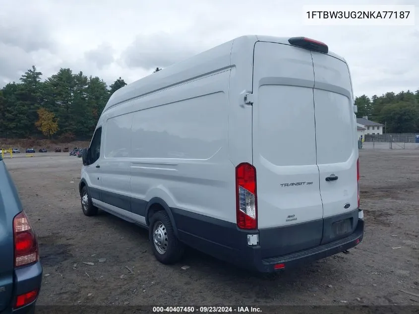 2022 Ford Transit-350 Cargo Van VIN: 1FTBW3UG2NKA77187 Lot: 40407450