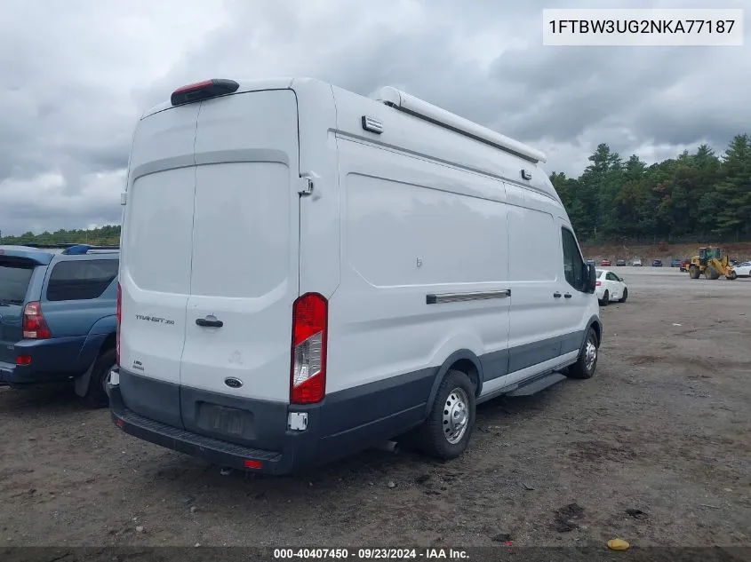 2022 Ford Transit-350 Cargo Van VIN: 1FTBW3UG2NKA77187 Lot: 40407450