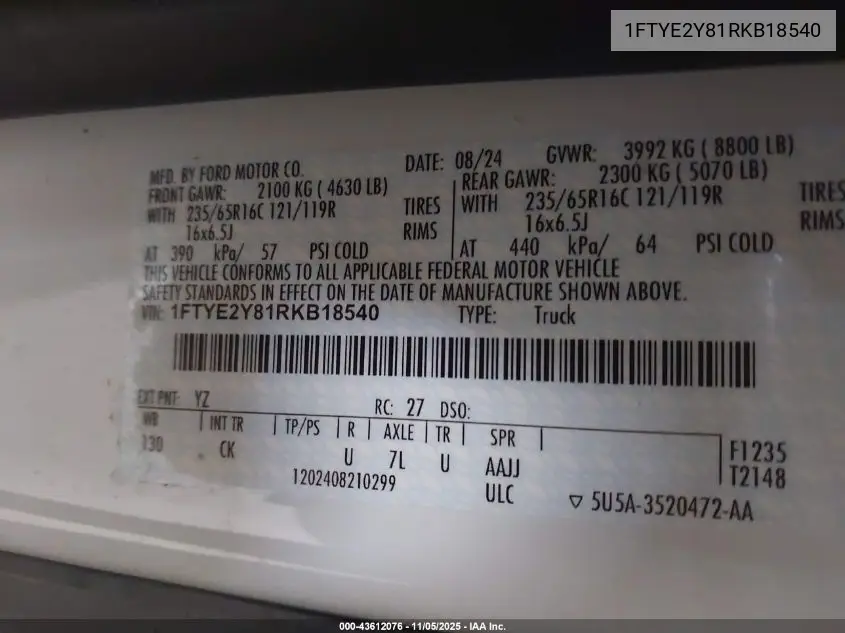 1FTYE2Y81RKB18540 2024 Ford Transit-150