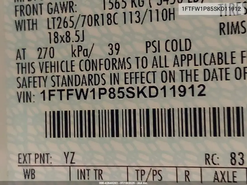 1FTFW1P85SKD11912 2025 Ford F-150 Police Responder Xl
