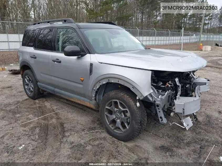 3FMCR9D92MRA02303 2021 Ford Bronco Sport Badlands